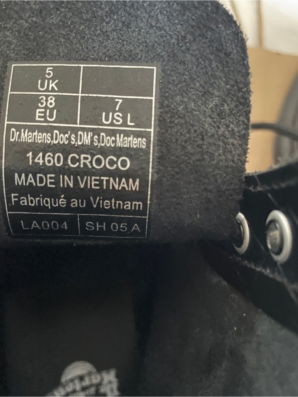 Dr. Martens 1460 Black Croc-Embossed Lace-Up Combat Boots - Picture 6 of 12